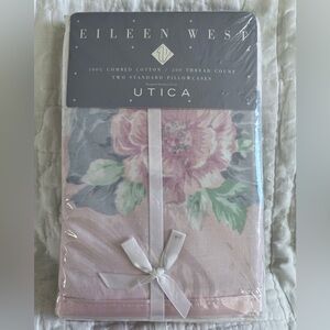 x2 NEW Vintage EILEEN WEST Utica Camellia Floral Standard Pillowcases Pink Blue